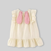Girls Cream Sleeveless Summer A-line Dress With Sling Bag Casual Dresses