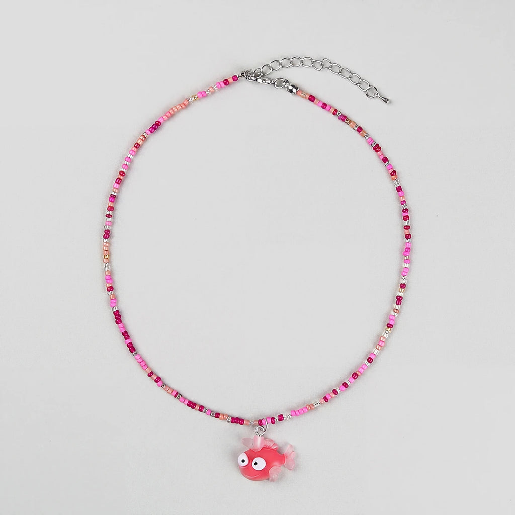 Pack Of 3 Girls Multicolour Fish Motif Beaded Necklace Sets Necklace and Chains