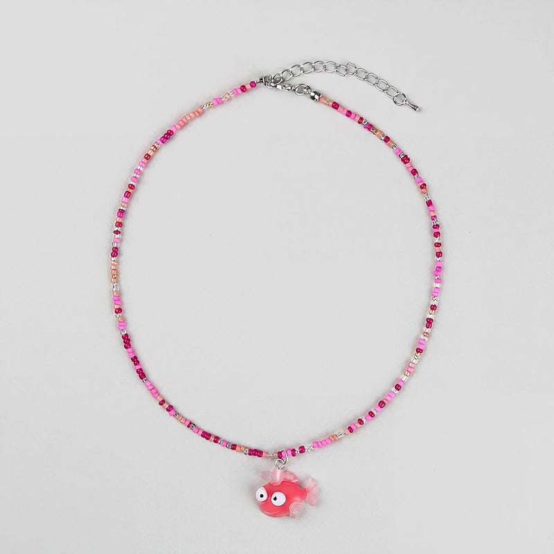 Pack Of 3 Girls Multicolour Fish Motif Beaded Necklace Sets Necklace and Chains