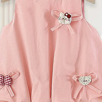 Girls Pink A-line Casual Dress With Bow Appliques Casual Dresses