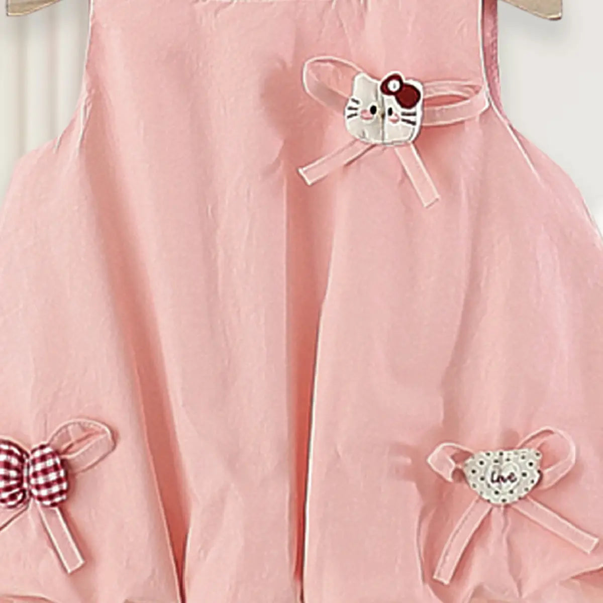 Girls Pink A-line Casual Dress With Bow Appliques Casual Dresses