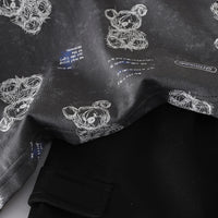 Boys Dark Grey Bear Cartoon Print Short Sleeves T-Shirt With Shorts Set Sets