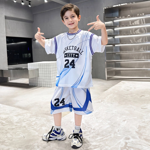 Boys White Typographic Print Short Sleeve T-Shirt With Elasticated Shorts Sets 2 pc. Sets White 5-6 Y