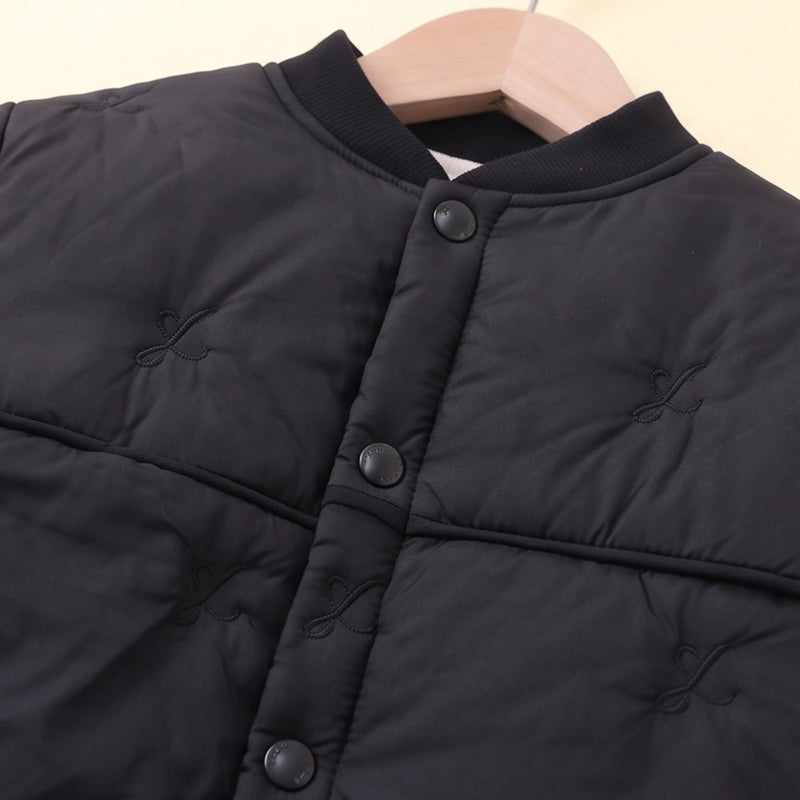Girls Black Embroidered Long Sleeve Jacket Coats & Jackets