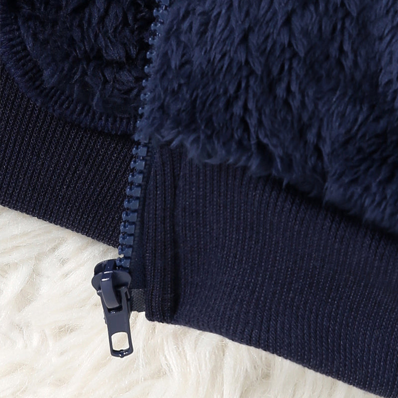 Boys Navy Blue Color-blocked Regular Hooded Sweatshirt Sweatshirts & Hoodies