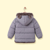 Boys Grey Bear Ear On Hood Zip-up Puffer Jacket Coats & Jackets