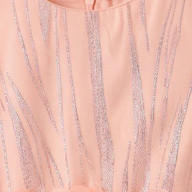 Girls peach sleeveless party gown with floral waist and tulle