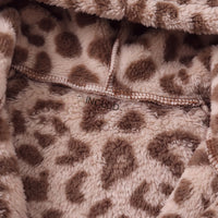 Girls Brown Leopard Print Hooded Zipper Jacket Coats & Jackets