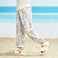 Girls Flower Printed Elasticated Pants Pants   