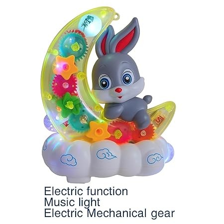 Transparent Rabbit Gear Toy, Lights & Music for Kids Fun Learning Play Trending Accessories