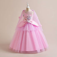 Girls Flower Applique Party Wear Gown Party Dresses   