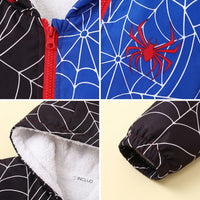 Boys Black Spiderweb Print Hooded Zip-Up Jacket Coats & Jackets