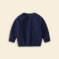 Boys Navy Blue Self-Design Dinosaur Pattern Button Down Cardigan Sweaters & Cardigans