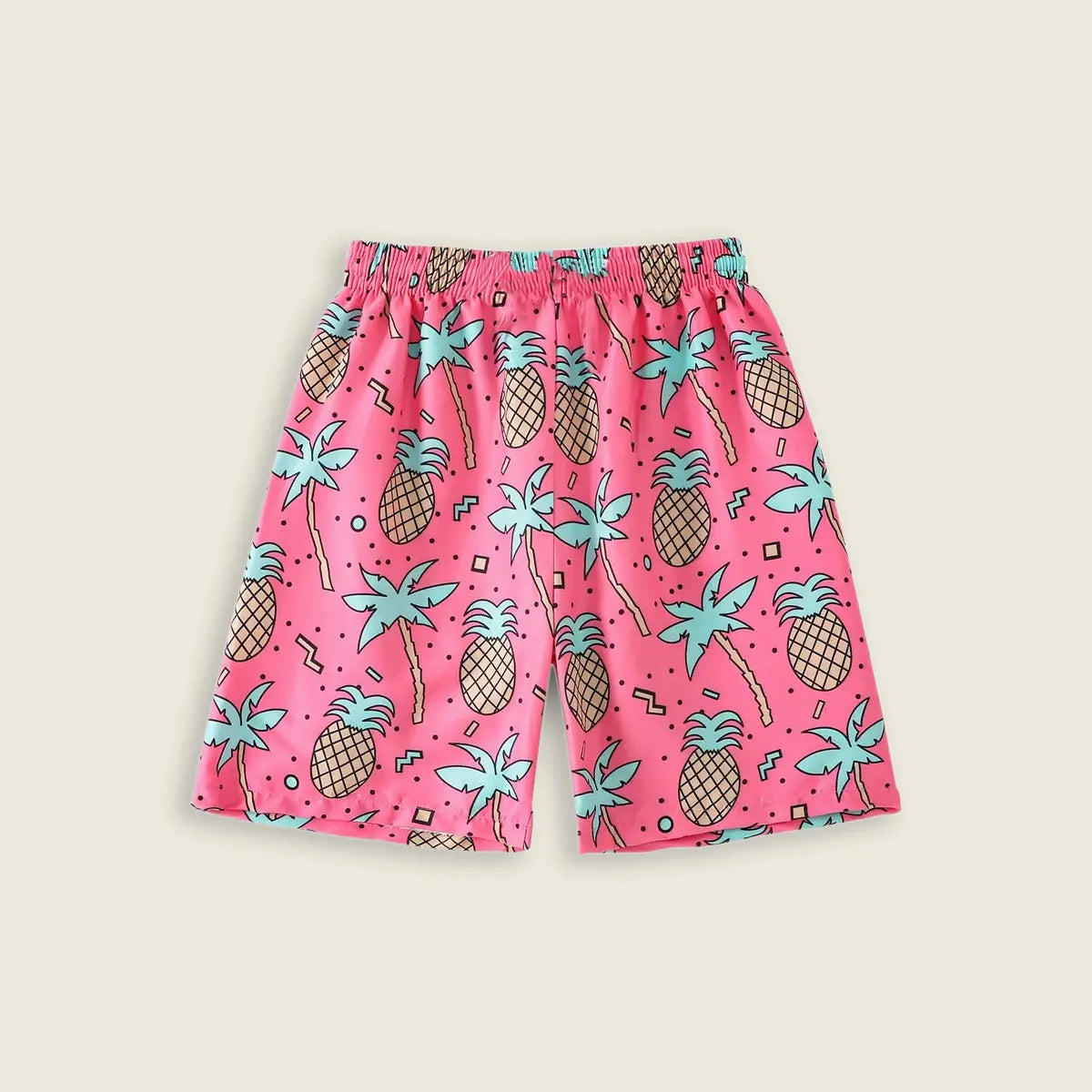 Boys Pink Tropical Printed Shorts With Elasticated Waistband Shorts
