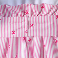 Girls Pink Stripes Short Sleeves Shirt Dress Casual Dresses