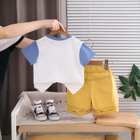 Boys White Camp Graphic Round Neck T-Shirt with Elasticated Shorts Sets 2 pc. Sets