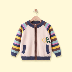 Girls Multicolour Striped Raglan Sleeve Cardigan Sweaters & Cardigans Multicolor 2-3 Y