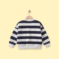 Boys Navy Blue Striped Long Sleeve Sweatshirt Sweatshirts & Hoodies