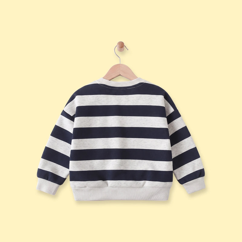 Boys Navy Blue Striped Long Sleeve Sweatshirt Sweatshirts & Hoodies