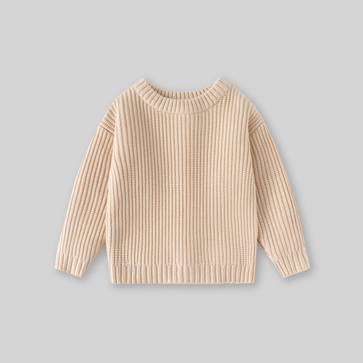 Girls Apricot Sweater With Self Design Stripe Patterns Sweaters & Cardigans