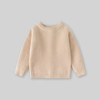 Girls Apricot Sweater With Self Design Stripe Patterns Sweaters & Cardigans