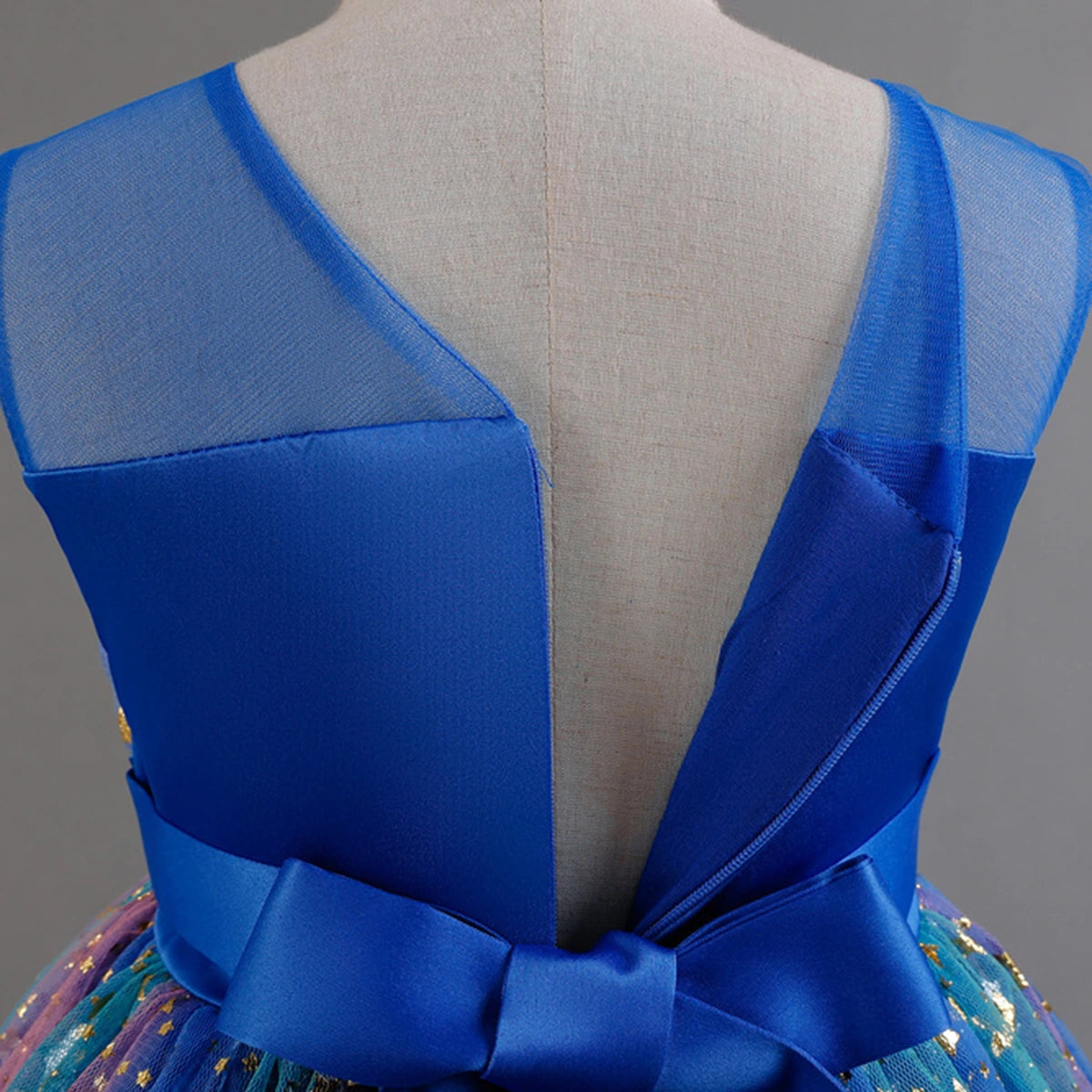 Girls Royal Blue Star Foil Print Sleeveless Fit & Flare Party Wear Dress Party Dresses
