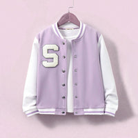 Girls Lilac Solid S Applique varsity Jacket Coats & Jackets Lilac 7-8 Y