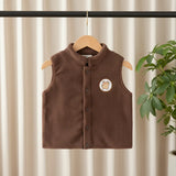 Boys Dark Brown Fleece Vest With Bear Patch