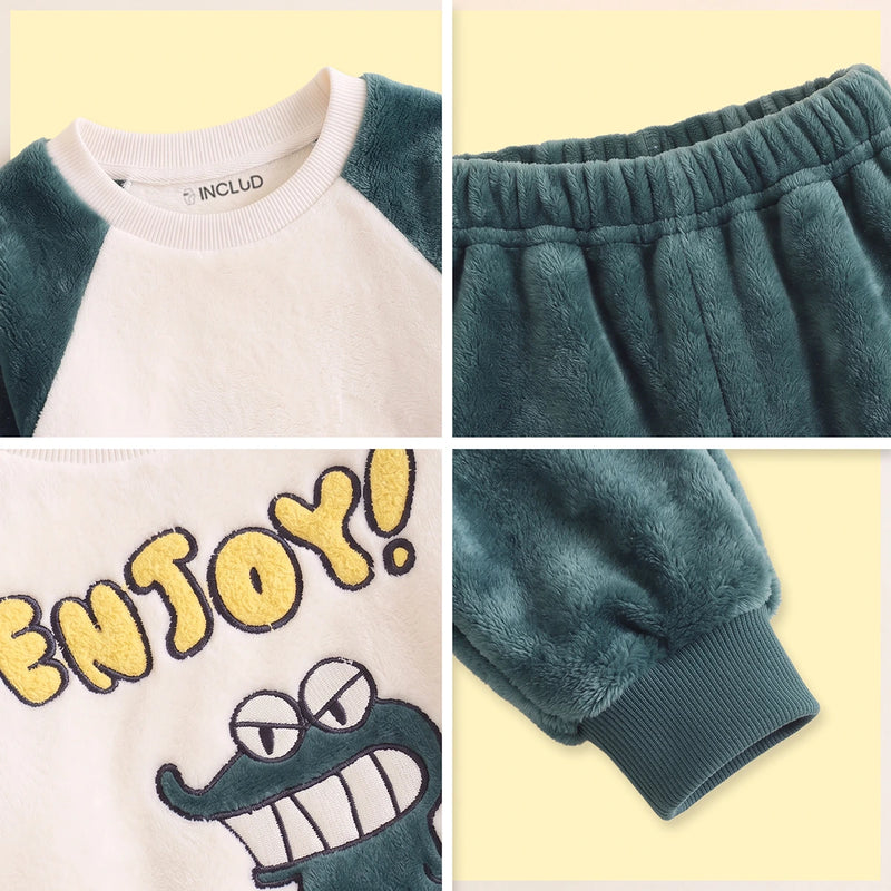 Boys Green Crocodile Applique Sweatshirt With Pants Sets 2 pc. Sets
