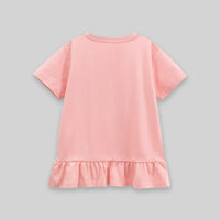 Girls Pink Cat Graphic Short Sleeve T-Shirt Dress Casual Dresses