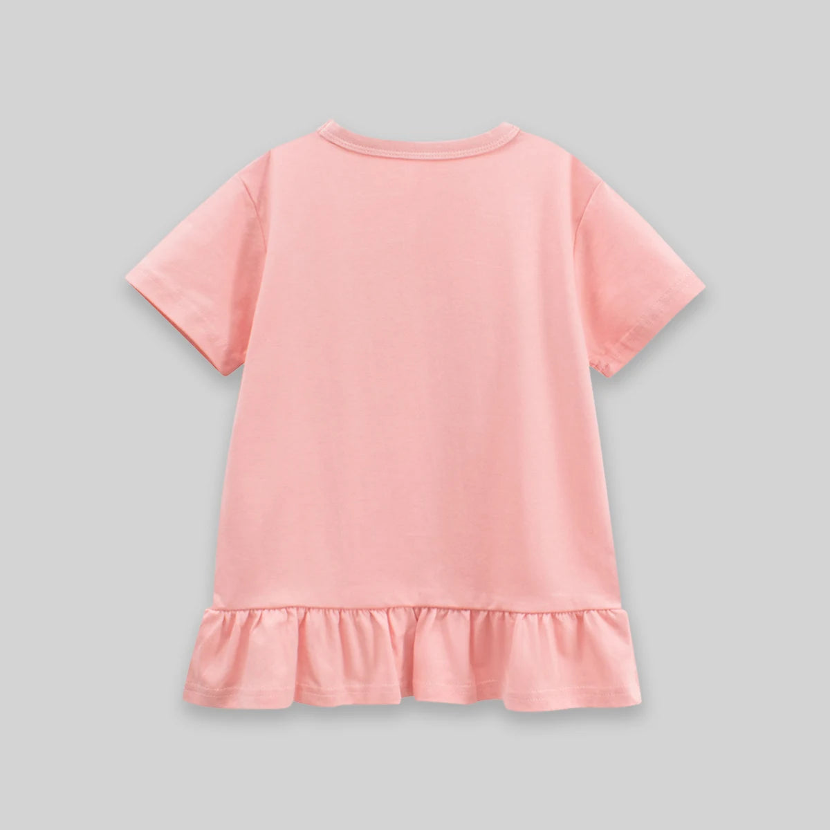 Girls Pink Cat Graphic Short Sleeve T-Shirt Dress Casual Dresses