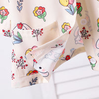 Girls White Cartoon Graphic Printed Short Sleeve Shirt With Shorts Set 2 pc. Sets