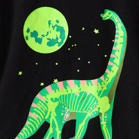 Boys Black Dinosaur Graphic Short Sleeves Round Neck T-Shirt Tshirts