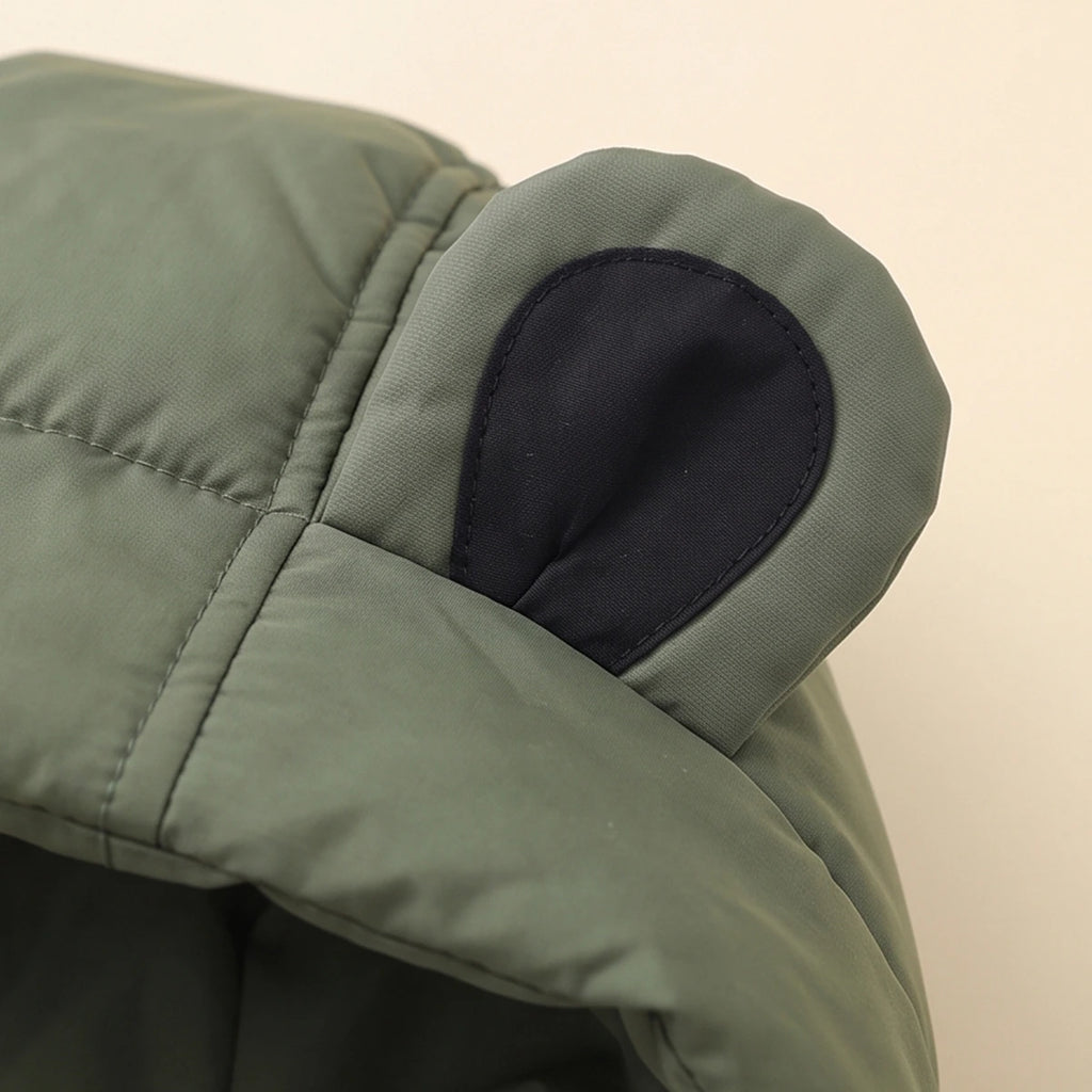 Boys Army Green Fleece-Lined Hooded Puffer Jacket Coats & Jackets
