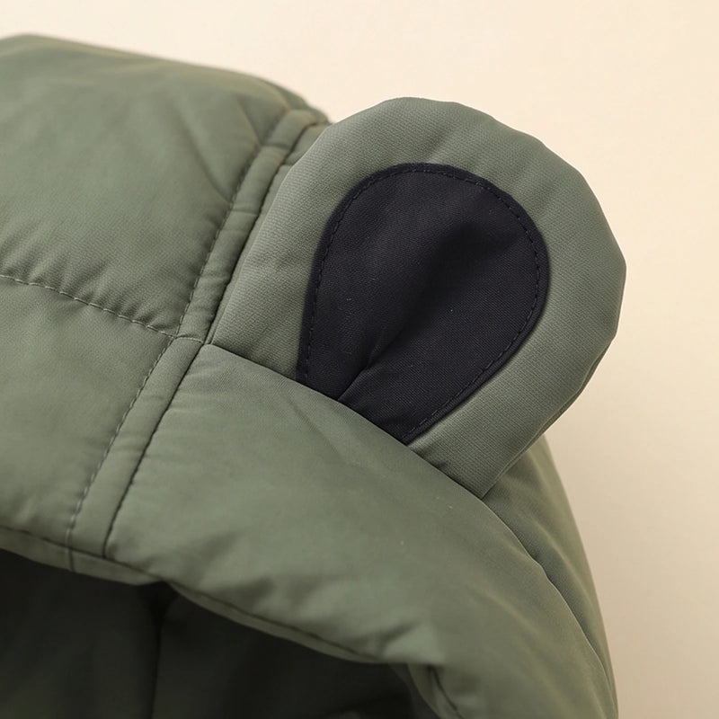 Boys Army Green Fleece-Lined Hooded Puffer Jacket Coats & Jackets