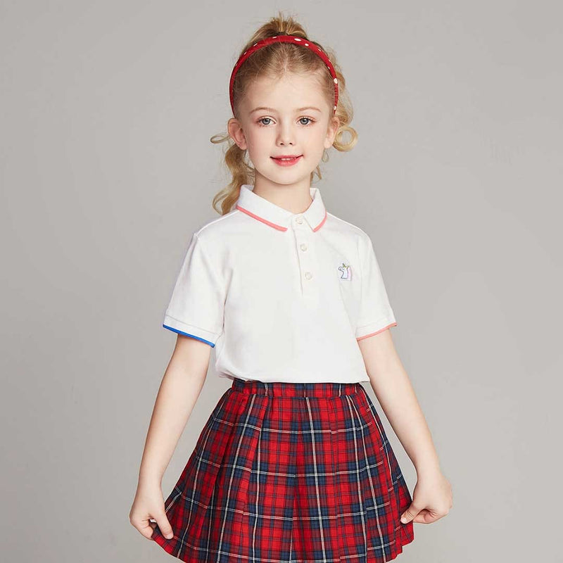 Girls Short Sleeve Polo Neck T-Shirt Tshirts   