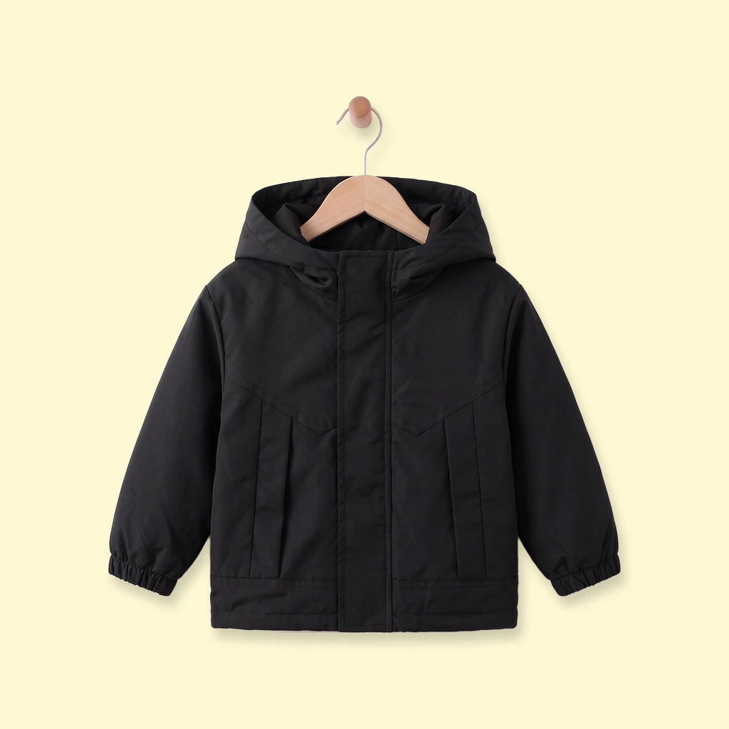 Boys Black Hooded Zip-up Jacket Coats & Jackets Black 1-2 Y