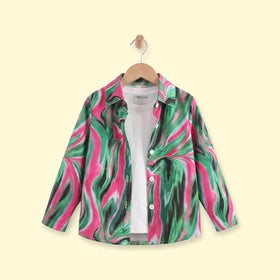 Girls Green Abstract Print Long Sleeve Shirt Shirts Green 3-4 Y