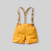 Boys Floral Print Shirt with Bow & Suspender Shorts Set 2 pc. Sets   