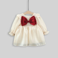 Girls Short Sleeve Square Neck Dress With Bow Casual Dresses   