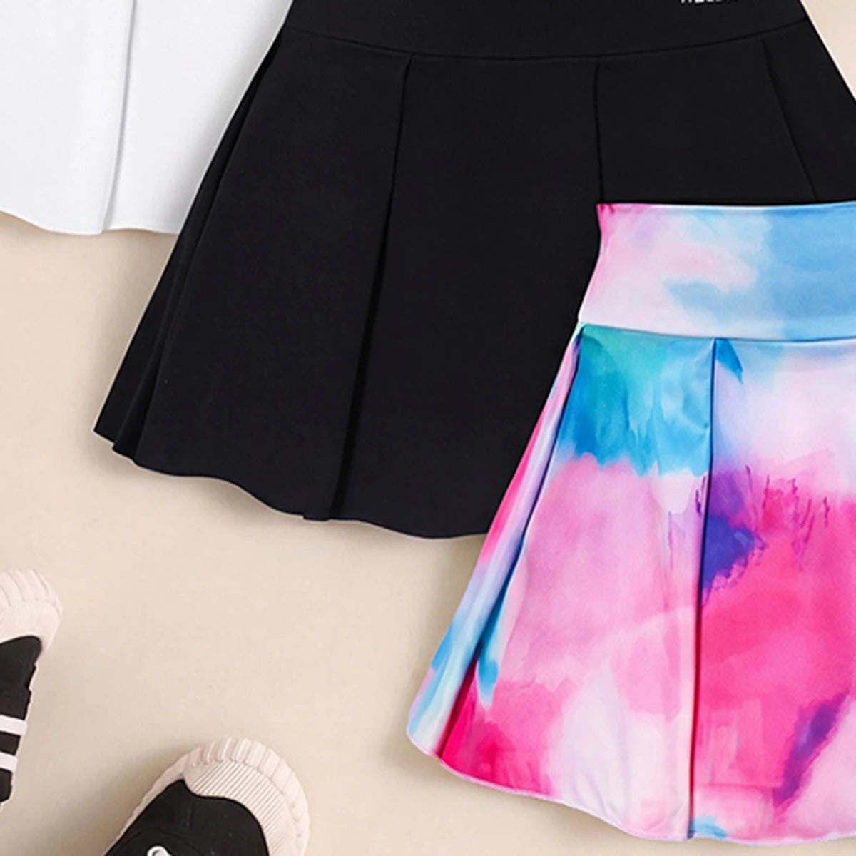Girls Multicolor Bow Print Pleated Skorts Pack Of 3 Skirts