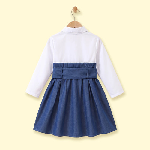 Girls White Long Sleeve Fit & Flare Dress Casual Dresses