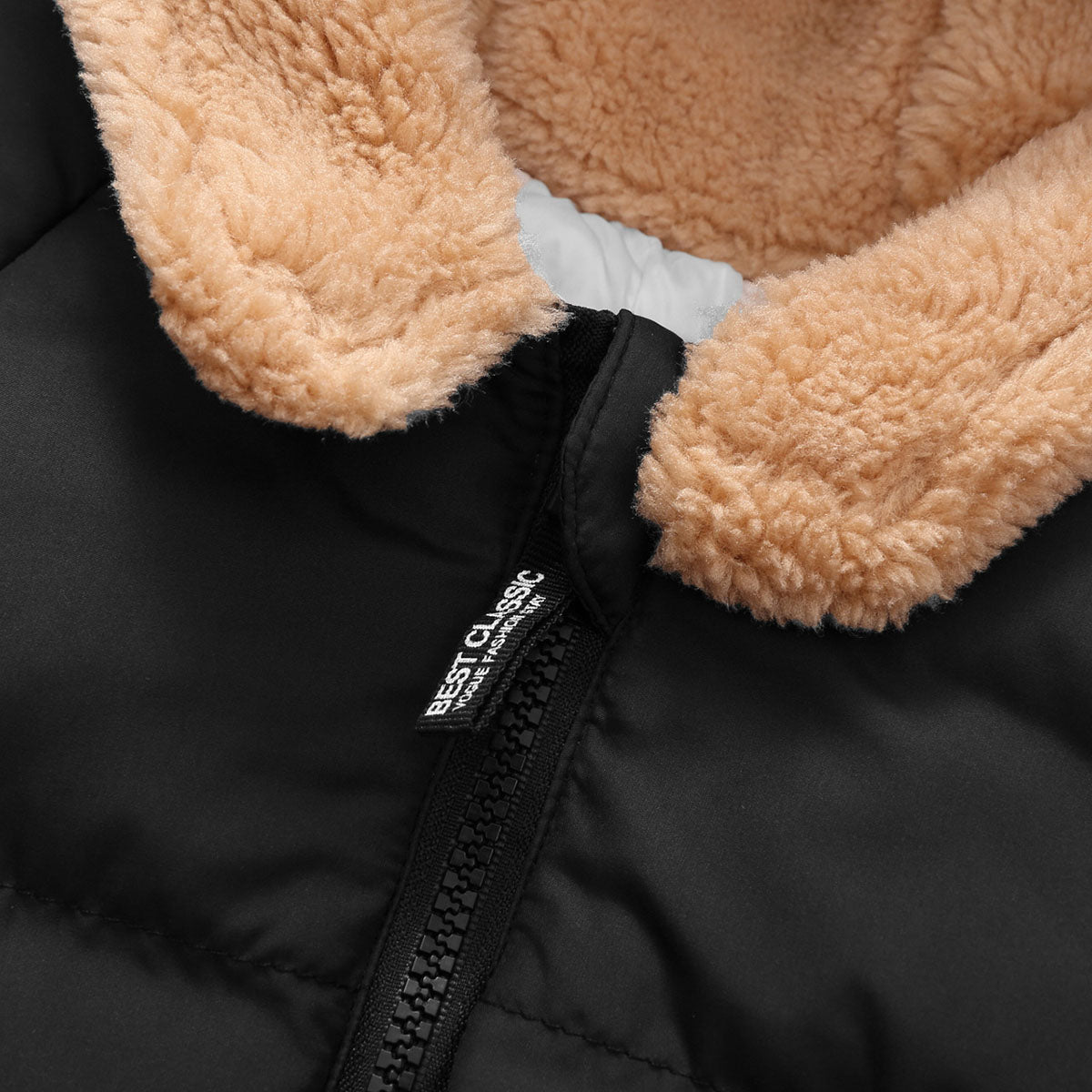 Girls Black Solid Hooded Quilted Down Jacket Coats & Jackets