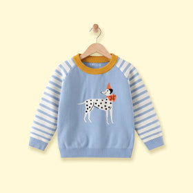 Boys Blue Striped Raglan Sleeve Sweater Sweaters & Cardigans Blue 1-2 Y