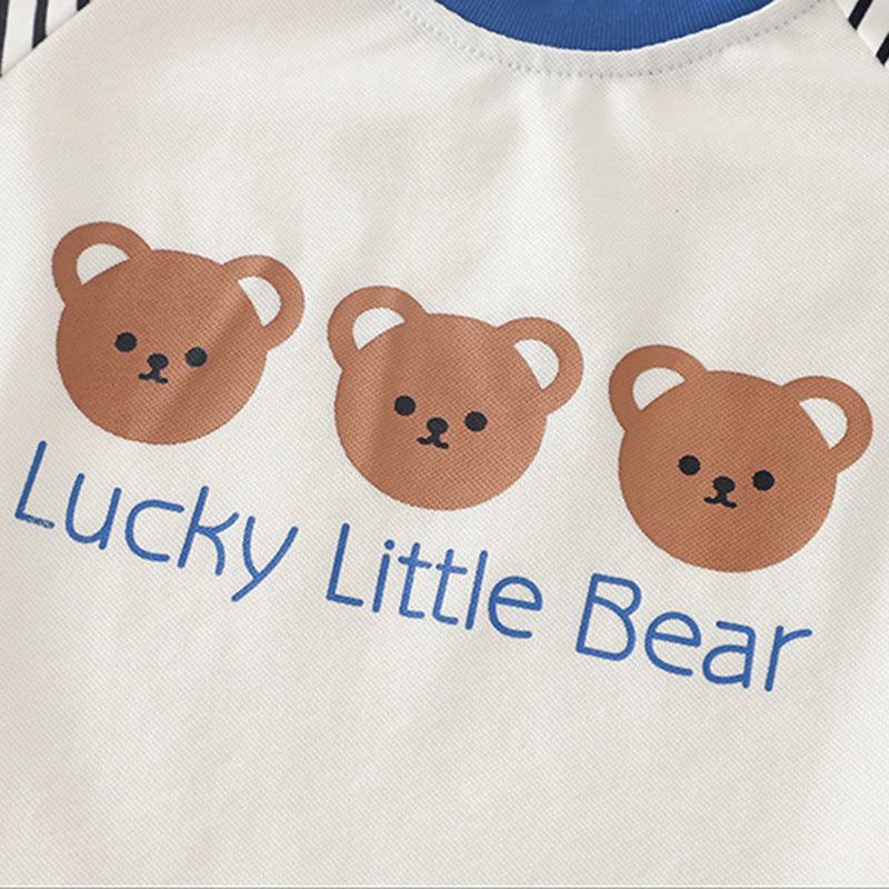 Boys Three Bear Printed T-Shirt With Blue Shorts Set Sets