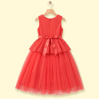 Girls Coral Sequins Embellished Sleeveless Fit & Flare Party Dress Party Dresses