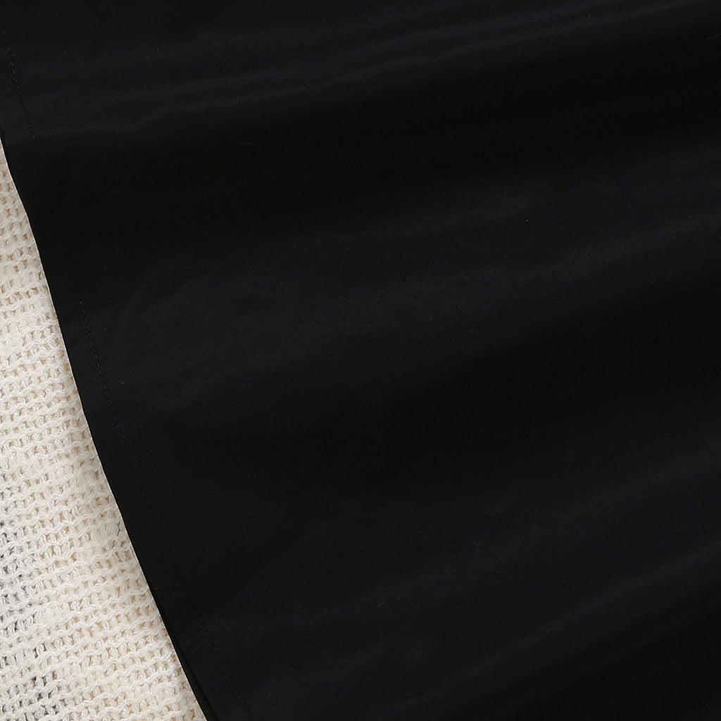 Girls Black Skater Dress with Sheer Sleeves & Sateen Belt Casual Dresses