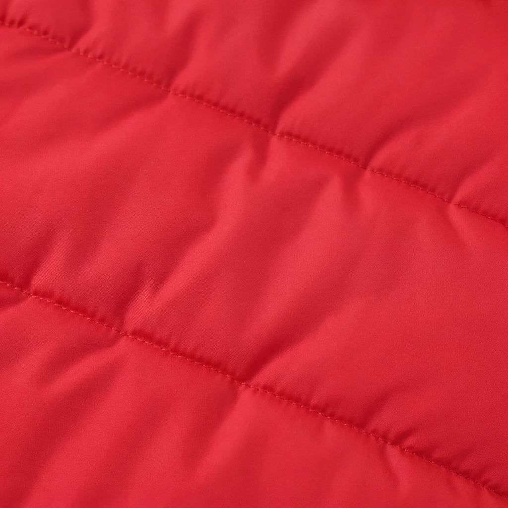 Girls Red Solid Puffer Hooded Long Jacket Coats & Jackets