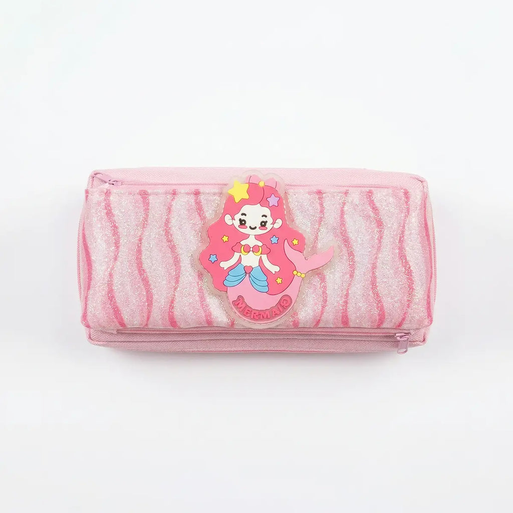 Girls Pink Mermaid Glitter Pencil Case Trending Accessories Pink Onesize