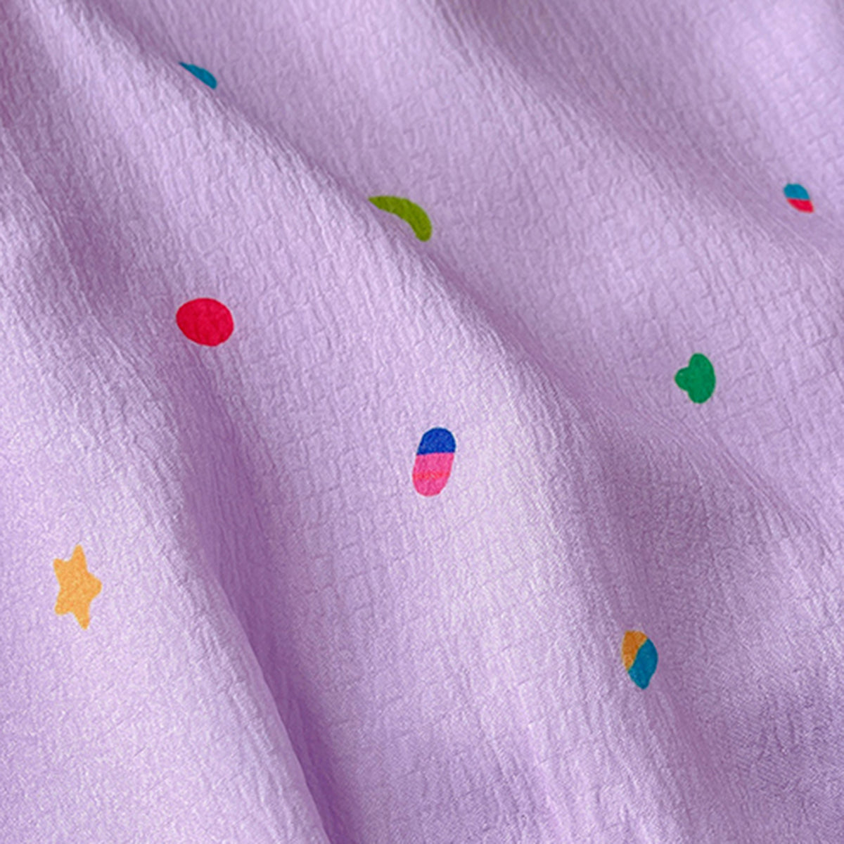 Girls Purple Printed Sleeveless Balloon Dress With Rabbit Appliqued Casual Dresses